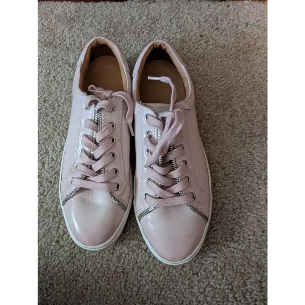 Frye Sindy Moto Low Top Leather Sneakers - Pink Women's Size 8.5